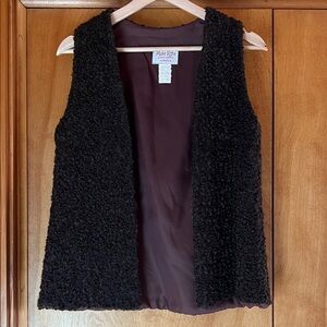 Vintage Miss Rita California Dark Brown Faux-Shearling Vest